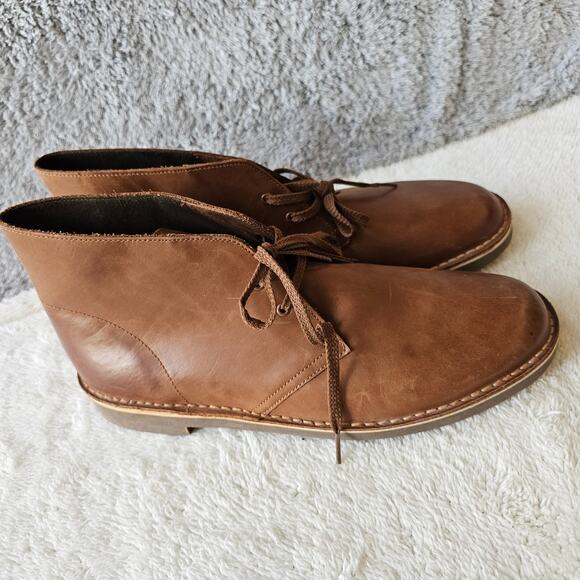 Clarks Men Leather Bushacre 2 Chukka Lace Up Desert Ankle Boots Brown Beeswax 12 - Picture 3 of 7